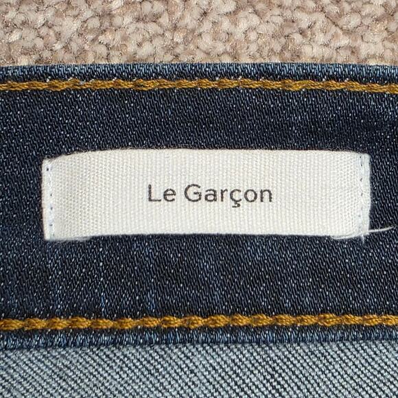 Designer Relaxed Luxury Frame Le Garçon sz 27 dark wash distressed blue jeans - Picture 13 of 15